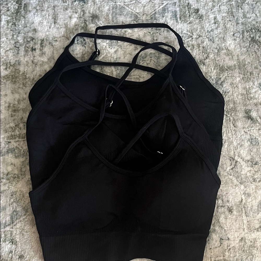 Women's 3 Black Strappy Bralette